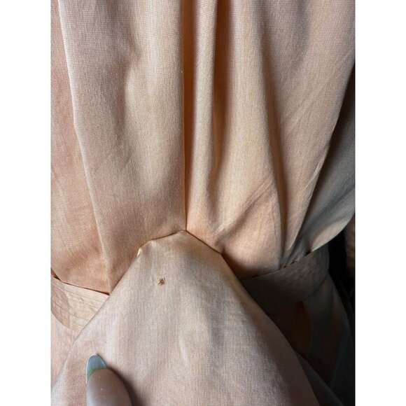 Pell & Co Long Sleeve Shirt Dress Peach Orange Button Up Midi Dress Size 14 - Picture 15 of 16